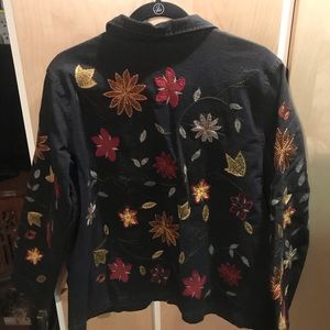 Denim&Co Jackets & Coats - Denim & Co Womans Black Jean Jacket Flower Design Denim&Co Jackets & Coats - Denim & Co Womans Black Jean Jacket Flower Design